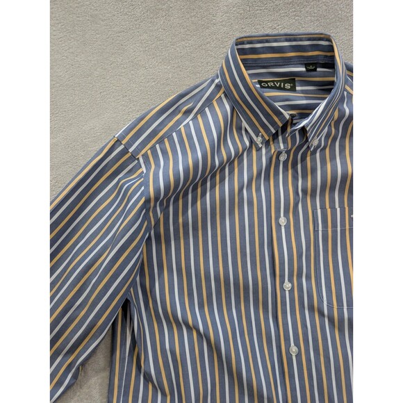 Orvis Shirt Mens Medium Brown Yellow Window Pane Plaid Long Sleeve Button Up M - Picture 9 of 16